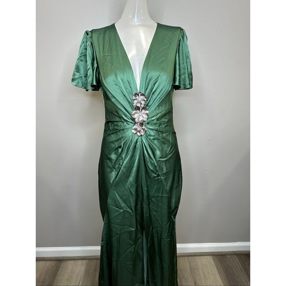 Cinq à Sept Kordyn Bias-Cut Midi-Dress In Forest Fog US 4 $725 - Picture 7 of 14